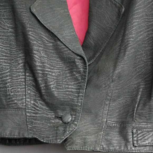 Ladies' Vintage Pelle Cuir Textured Leather Cropped Jacket Medium - Picture 13 of 14
